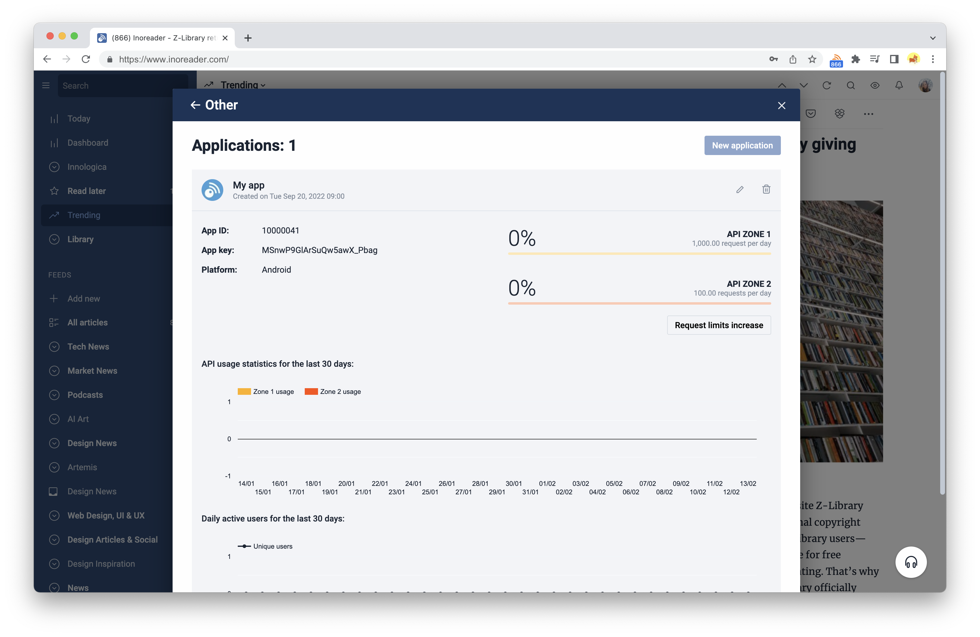 Developers portal - new app